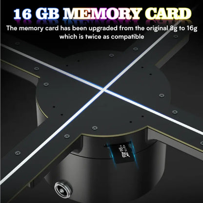 Black 16gb memory card with silver text and glowing blue light for anime holographic fan 3d led wifi display basic version