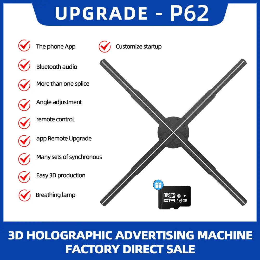 Black cross-shaped 3d holographic advertising machine with adjustable arms and central hub for anime holographic fan basic version