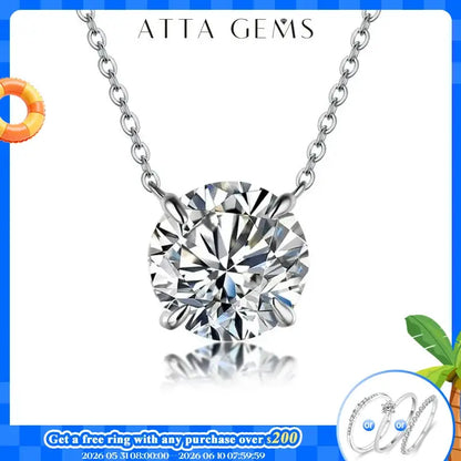 Anime-inspired sterling silver necklace with d-color moissanite round-cut pendant held by four prongs on delicate chain