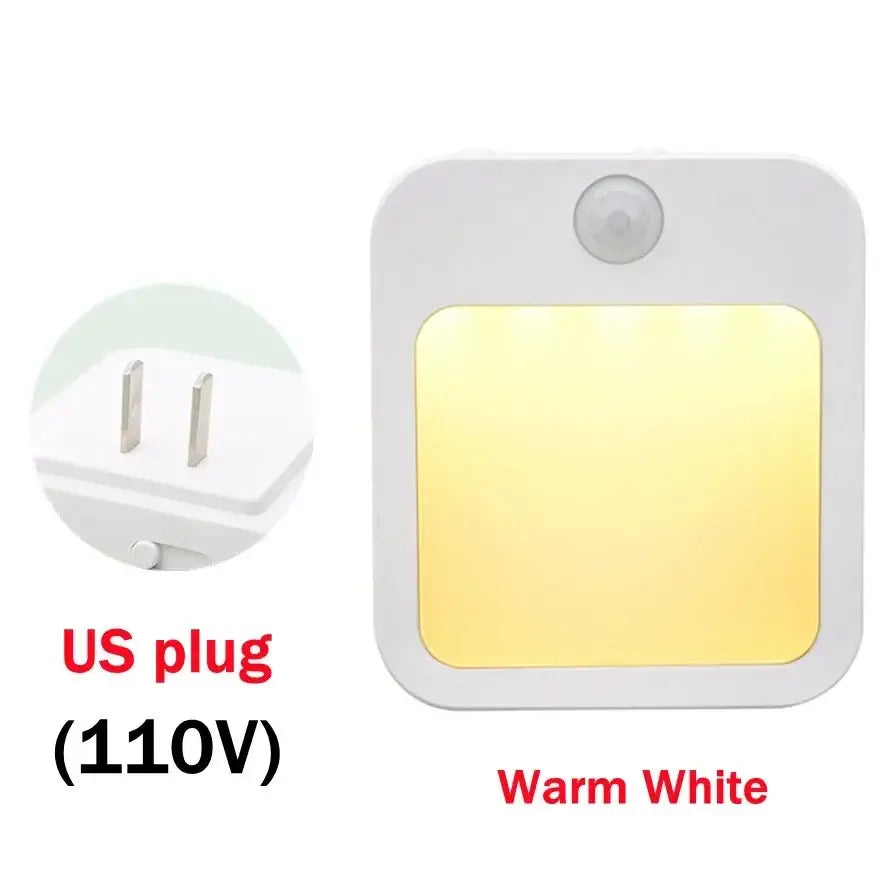 White square-shaped anime motion sensor led night light with warm white illuminated panel for wireless use