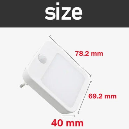 White rectangular motion sensor led night light with rounded edges and smooth plastic finish for wireless cabinet use