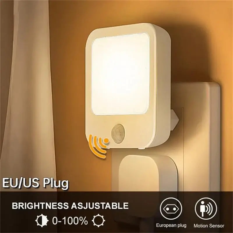 Cream-colored wall-mounted anime motion sensor led night light with adjustable brightness and eu plug dimmable lamp