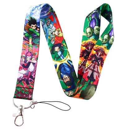 Colorful fabric anime series neck strap lanyard with vibrant characters for id card holder use