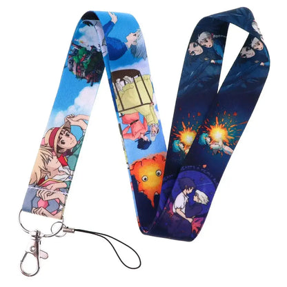 Colorful printed anime series neck strap lanyard featuring spirited away scenes for id card holding use