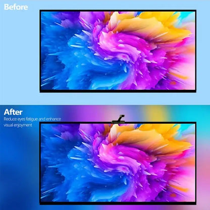 A sleek thin black tv screen frame with vibrant colorful display enhanced by anime tv sync led backlight strip for improved viewing experience