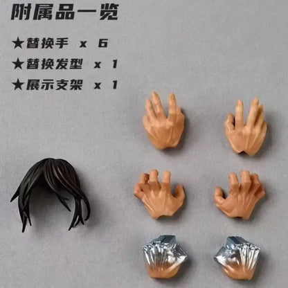Black plastic hairpiece with long straight slightly wavy strands for eren jaeger action figure revoltech pvc model