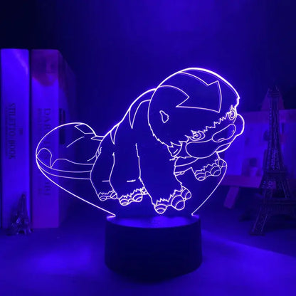 Purple glowing 3d acrylic avatar the last airbender aang led night light with finger touch and remote control features