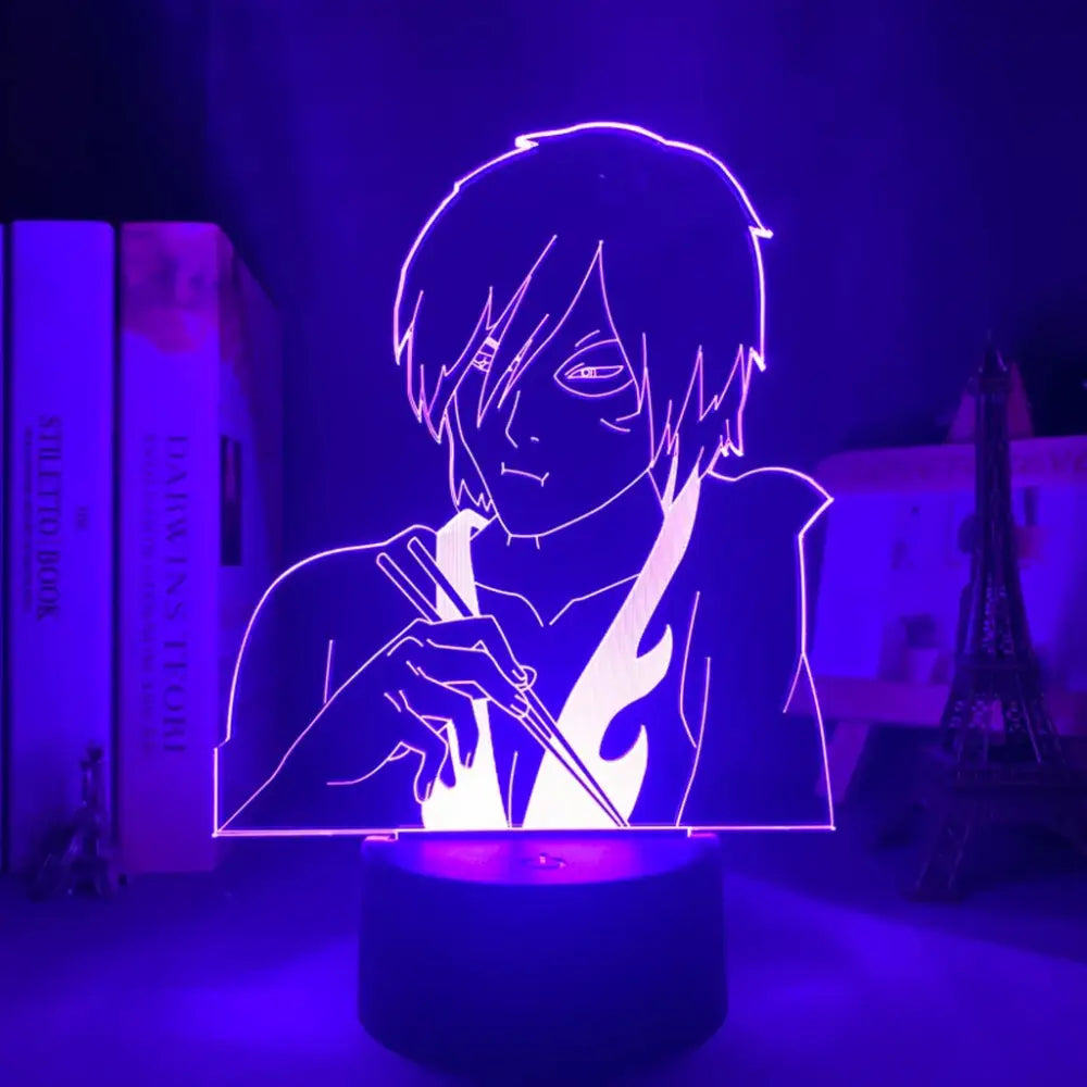 Purple glowing avatar the last airbender aang 3d acrylic led night light with finger touch and remote control features