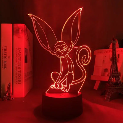 Red glowing led night light shaped like pokémon eevee 3d figure inspired by avatar the last airbender aang