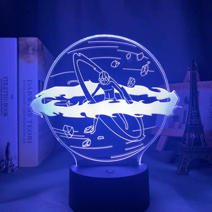 Blue-lit 3d led night light featuring ultraman surfing space with floating crystals for vibrant led night decor