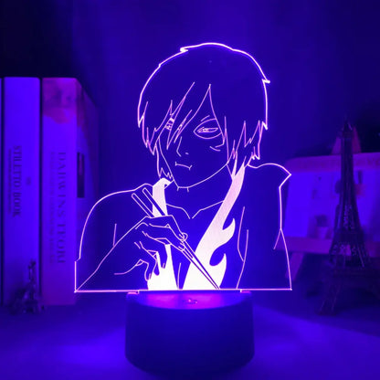 Avatar the last airbender aang led night light with purple glowing anime silhouette and flame design for night use