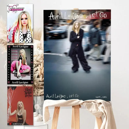 Black and white avril lavigne wall poster from let go album on wooden easel hd waterproof self-stick print