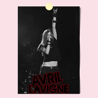 Black and white avril lavigne wall poster with bold red lettering hd waterproof self-stick print for decoration