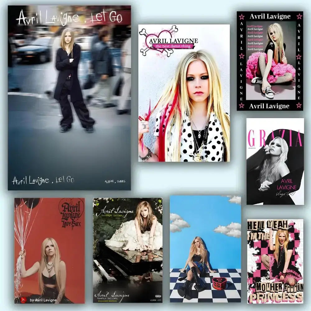 Avril lavigne wall poster hd waterproof self-stick print featuring her let go album cover in black coat outdoors