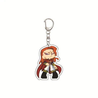 Red-haired black clover asta acrylic keychain with silver metal clip and chain bag pendant accessory