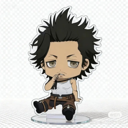 Chibi-style black clover asta acrylic stand in white tank top and brown pants 10cm chibi figure display accessory