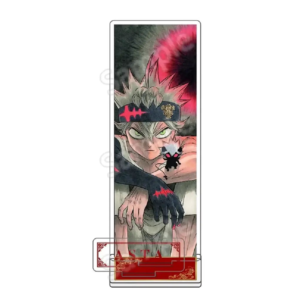 Black clover asta acrylic stand 15cm clear acrylic figure with detailed illustration of asta with silver hair and black headband
