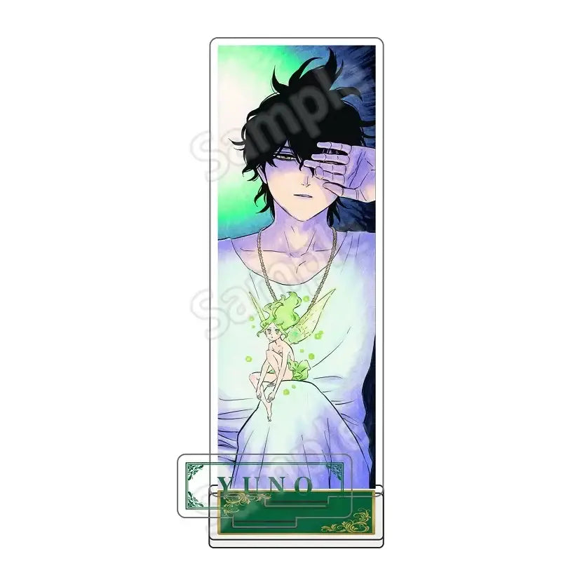 Black clover asta acrylic stand 15cm rectangular acrylic figure featuring black hair character with green fairy on chest