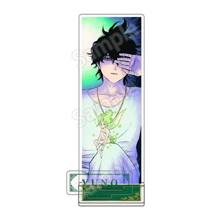 Black clover asta acrylic stand 15cm rectangular acrylic figure featuring black hair character with green fairy on chest