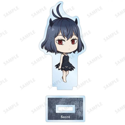 Black clover asta chibi acrylic standee featuring black-haired character with red eyes and horns on acrylic display