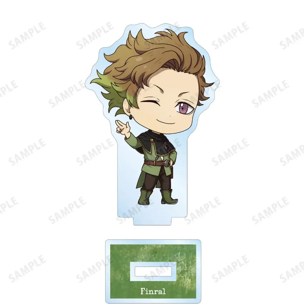 Black clover asta chibi acrylic standee with finral in green military outfit purple eyes and spiky brown hair acrylic display