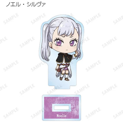 Chibi-style noelle silva acrylic display with silver hair purple eyes black and white outfit for black clover asta chibi acrylic