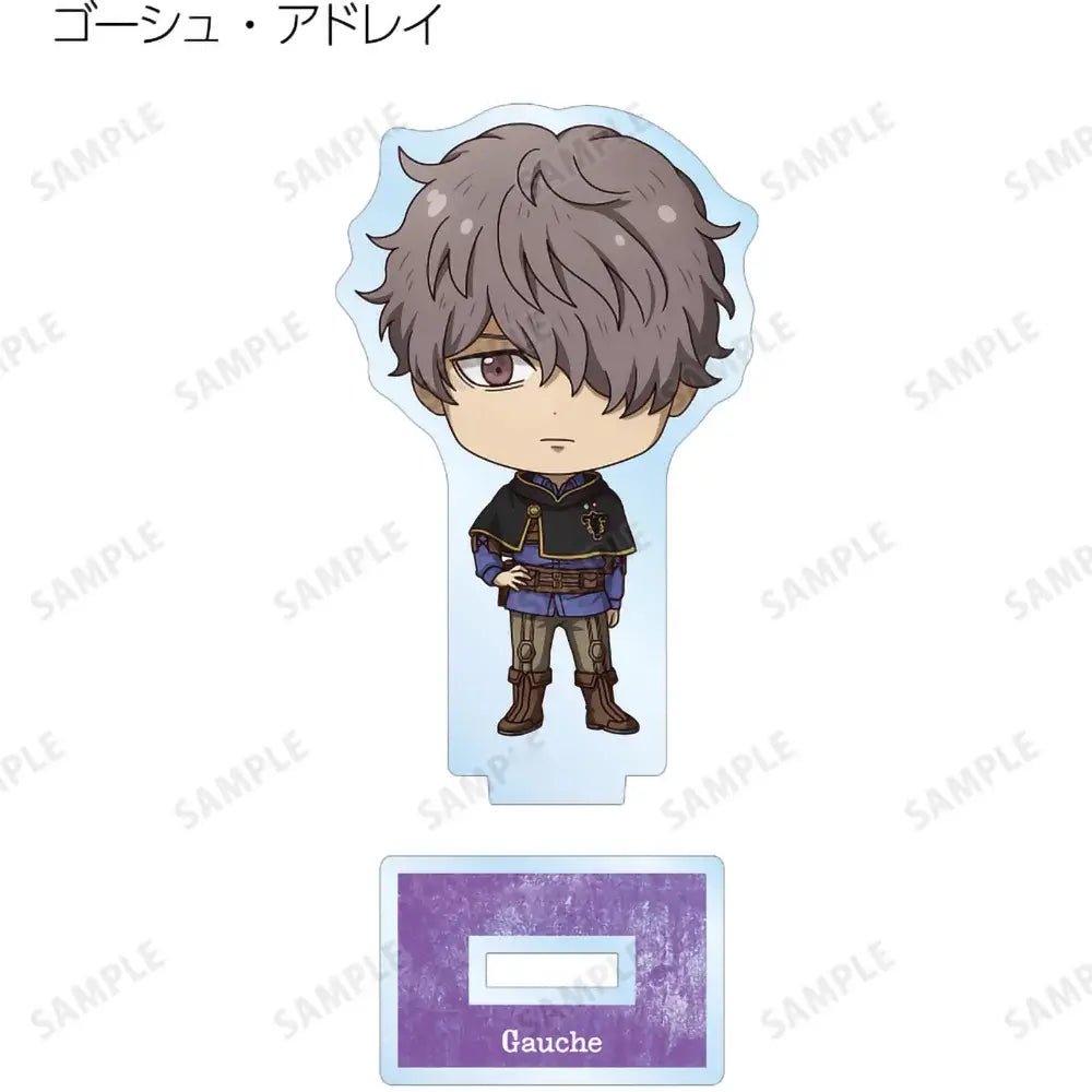 Black clover asta chibi acrylic standee featuring goishi adley with brown hair in dark blue uniform acrylic display