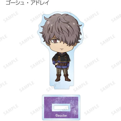 Black clover asta chibi acrylic standee featuring goishi adley with brown hair in dark blue uniform acrylic display