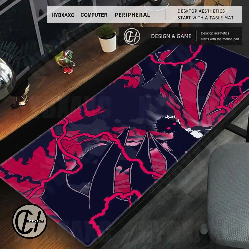 Black Clover asta gaming desk mat large anti-slip mouse pad with vibrant pink black lightning anime design
