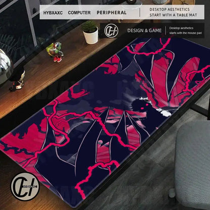 Black Clover asta gaming desk mat large anti-slip mouse pad with vibrant pink black lightning anime design