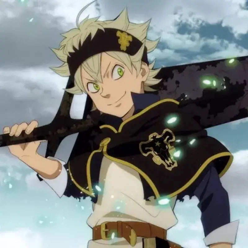 Black and gold armored cloak with glowing emperor logo emblem worn by anime character for asta headband cosplay band