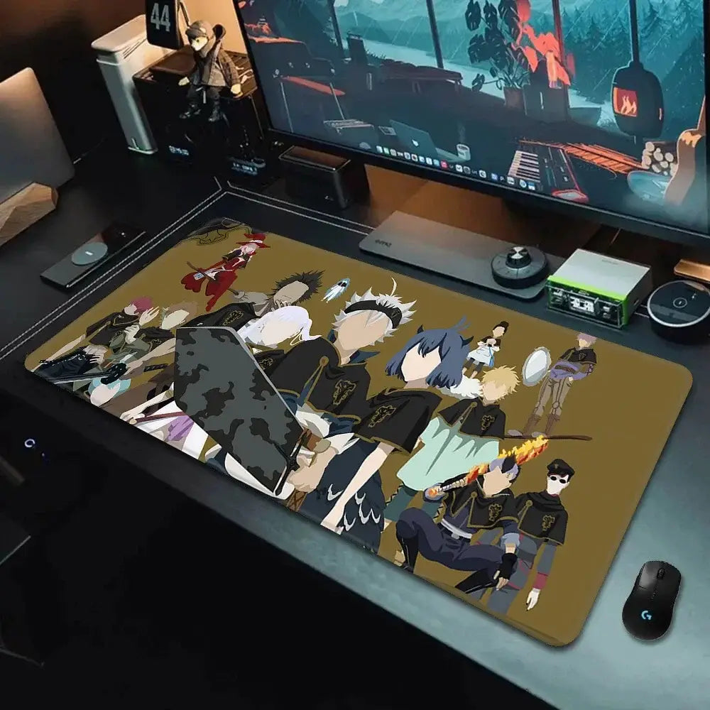 Brown anime-themed mousepad featuring black butler characters on textured surface for black clover asta fans