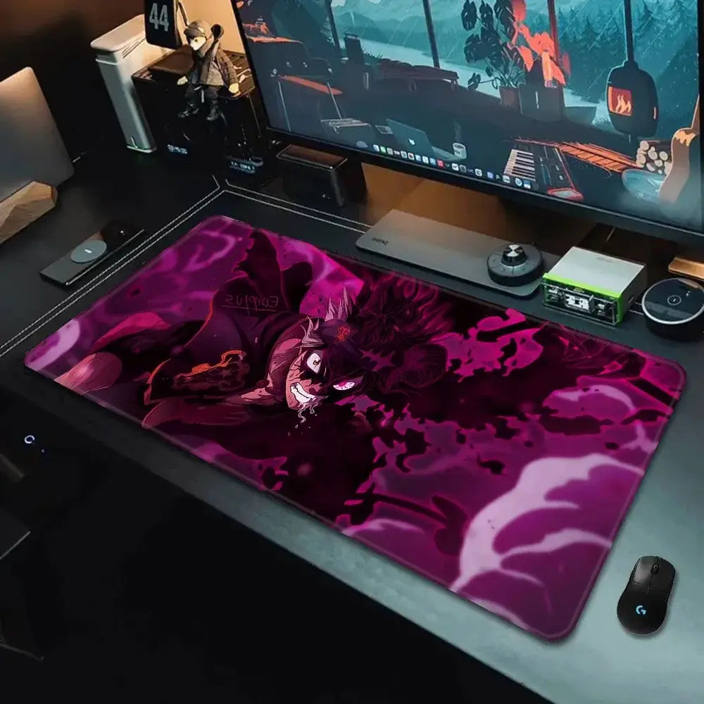 Black clover asta mousepad xxl 90x40cm non-slip vibrant purple and magenta anime gaming mousepad with dynamic character design