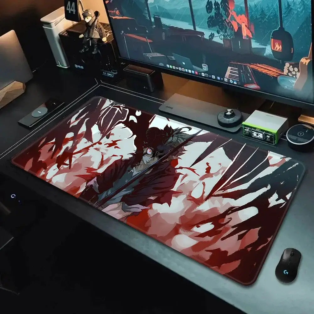 Black clover asta mousepad xxl 90x40cm non-slip with dark hair character and red eyes anime design