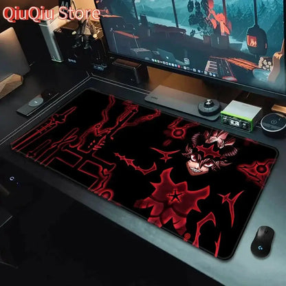 Black clover asta mousepad black and red anime-themed gaming pad with glowing red accents non-slip xxl 90x40cm