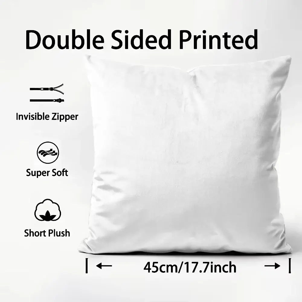White square Black Clover Asta pillow case with double-sided print, invisible zipper, and silky short plush fabric