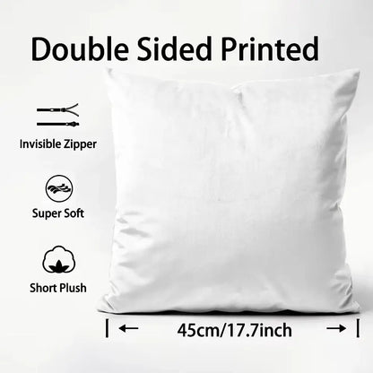 White square Black Clover Asta pillow case with double-sided print, invisible zipper, and silky short plush fabric