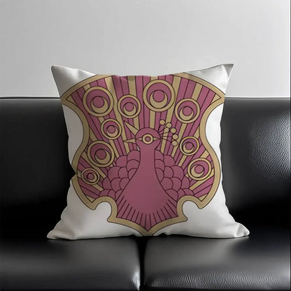 Black clover asta silky short plush pillow case with white throw pillow featuring pink peacock and gold patterns