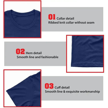 Navy blue ribbed knit cotton t-shirt with seamless collar and smooth hem featuring black clover vanessa enoteca graphic