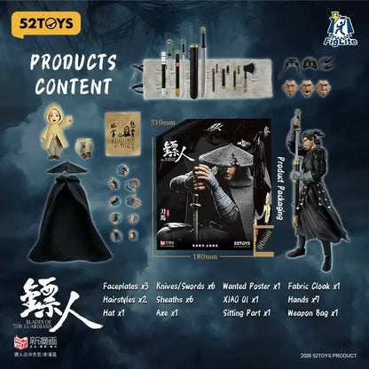 Black fabric cloak with flowing draped design on the back of blades of the guardians daoma action figure