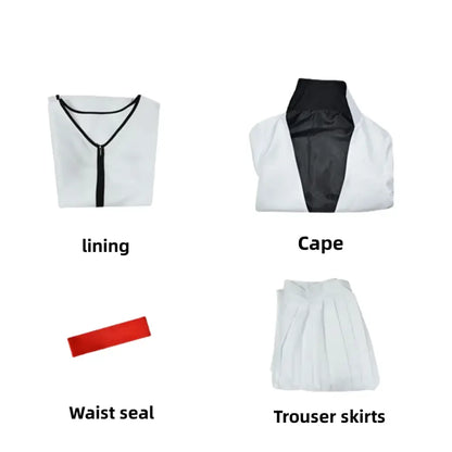 White cape with black satin lining and matching collar for aizen sousuke cosplay set from bleach captain costume
