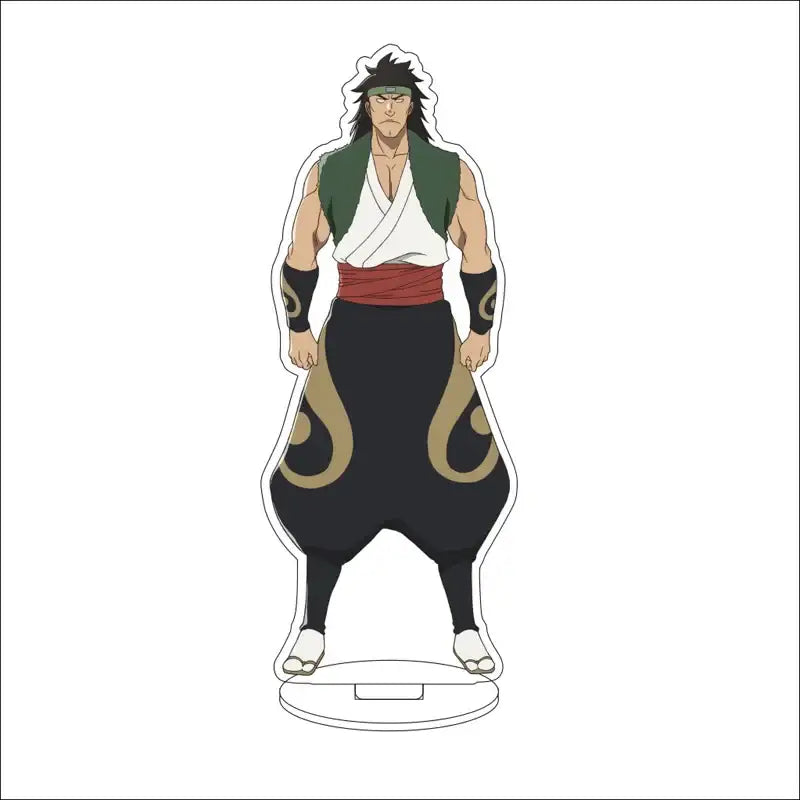 Bleach character acrylic standee 16cm featuring green and white armor with black pants and gold swirl details