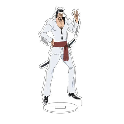 White acrylic bleach character standee featuring a figure in white fringed outfit with red sash and black shoes 16cm tall