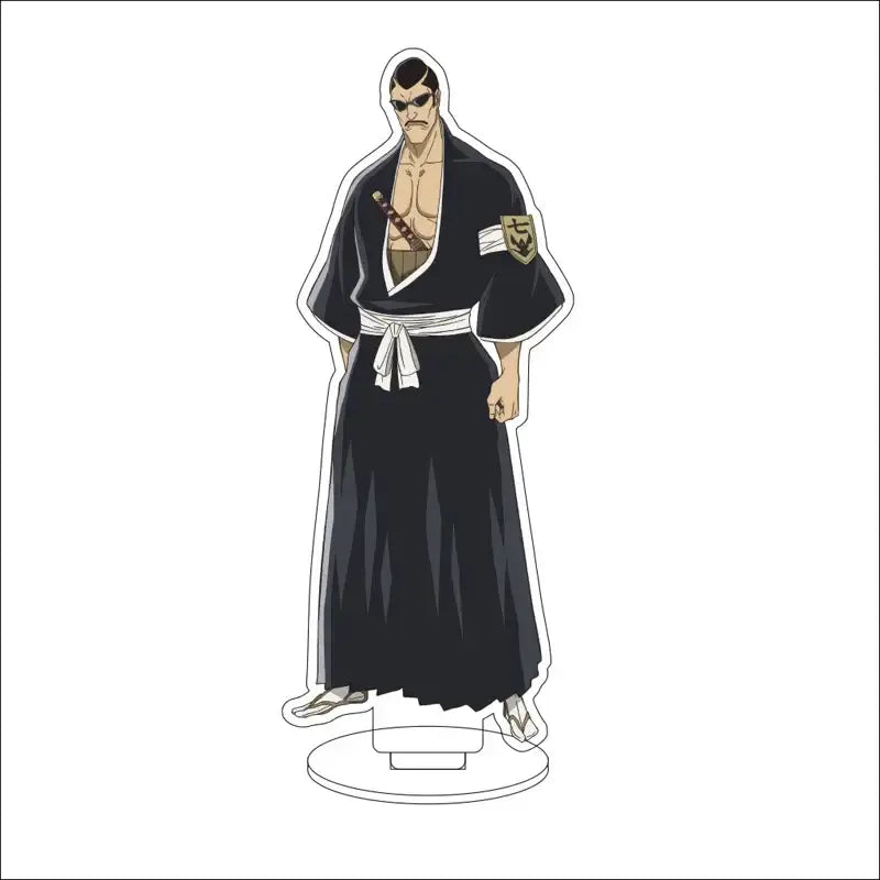 Bleach character acrylic standee of ichimaru gin in black and white shinigami uniform with sword 16cm figure
