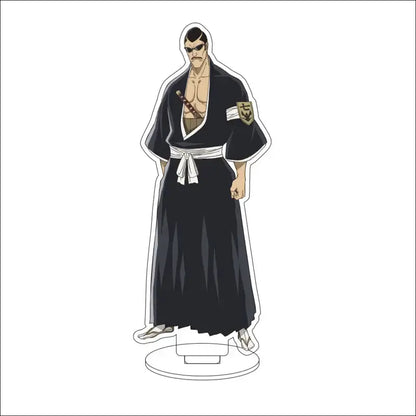 Bleach character acrylic standee of ichimaru gin in black and white shinigami uniform with sword 16cm figure