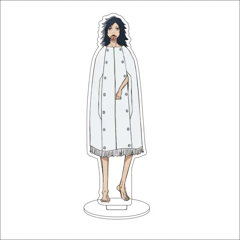 White acrylic standee of bleach character wearing long fringed coat with button details 16cm display figure