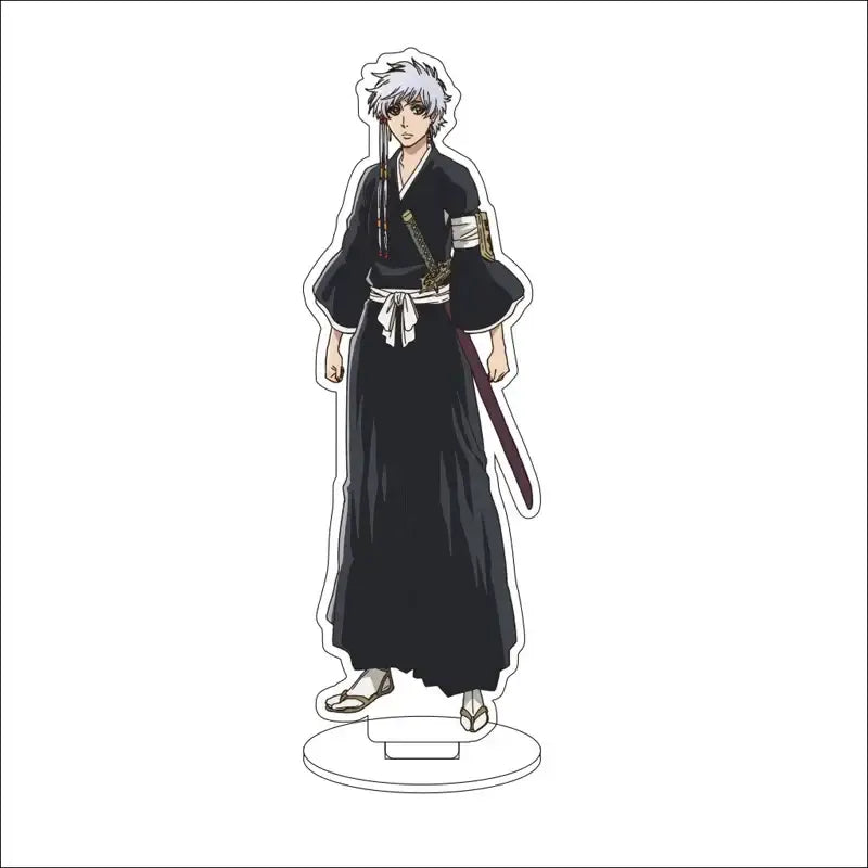 Black and white acrylic standee of bleach character ichigo kurosaki in shinigami uniform 16cm display figure