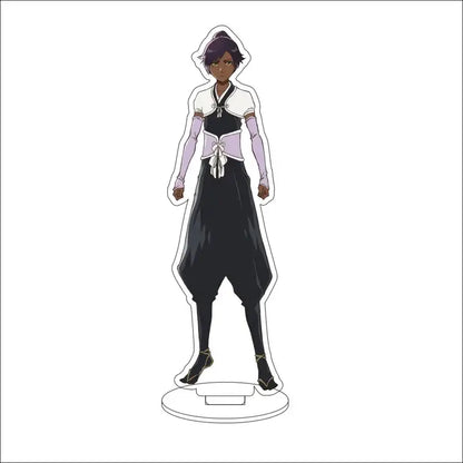 Black and white bleach character acrylic standee featuring a 16cm figure with purple hair in black skirt and lavender sleeves