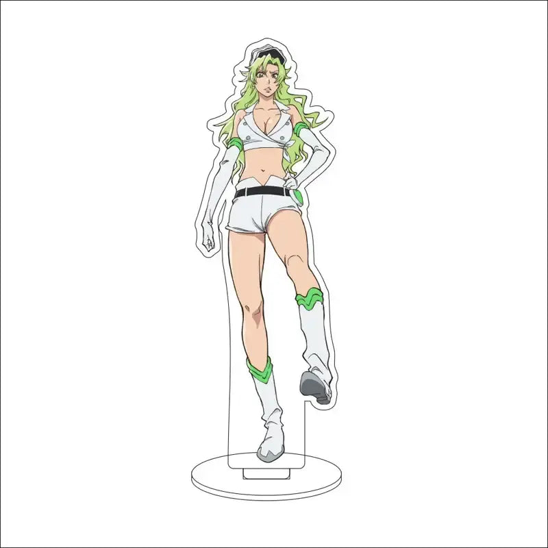 Bleach character green-haired anime acrylic standee with white and green accents on clear base 16cm display figure