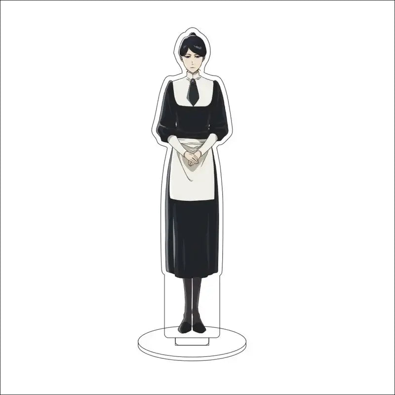 Black and white bleach character anime-style maid acrylic standee on clear base 16cm display figure